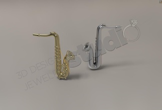 mode art saxophone 3d pendentif modèle saxo musique instrument musical l'audio dispositif orchestre bijou bijoux pendentifs 3d print model - Mito3D