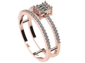 diamante baguette squillare gioielleria oro 3dprintable gioielli diamanti gemma 3dprint brillante nozze fidanzamento moda zaffiro anelli 3d print model - Mito3D