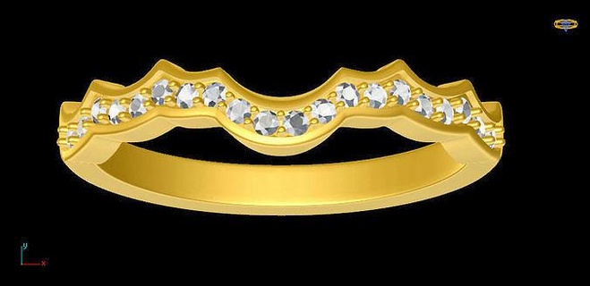 mode bande 0402 22 or illustration conception luxe brillant bijoux art bague platine diamant gemme argent anneaux 3d print model - Mito3D