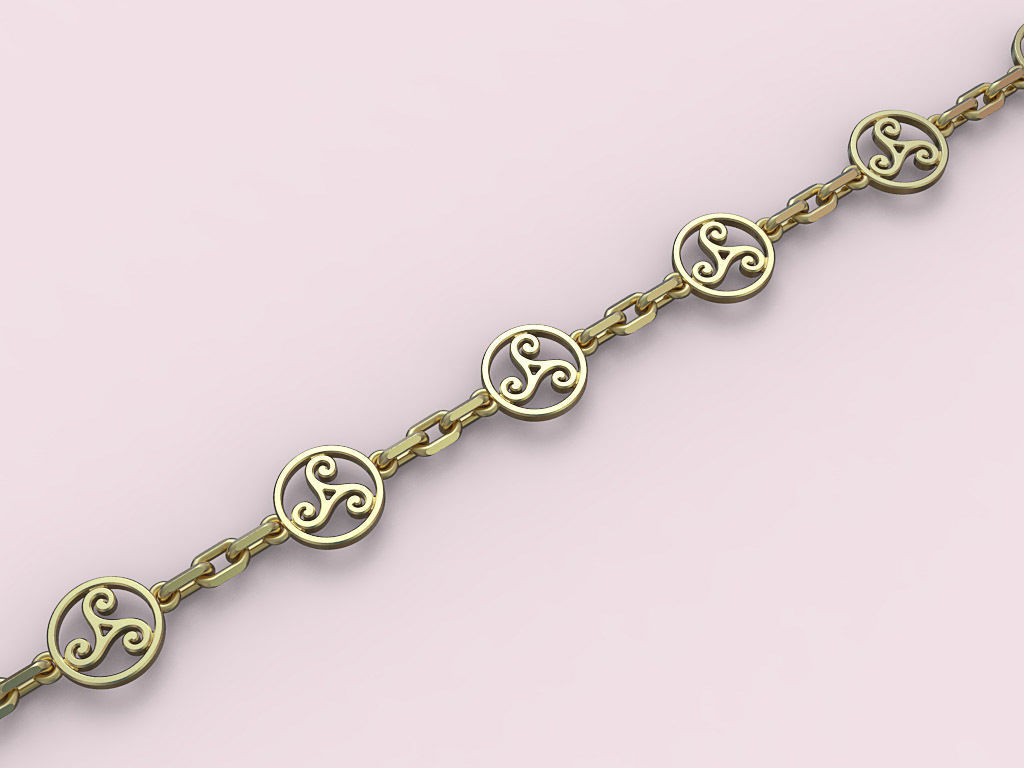 forme o bracelete 002 jóias colar cadeia ouro pulseira luxo pingente printable de prata triskel triskelion babochka pulseiras engajamento casamento amor sexy cadeias moda beleza símbolo 3D print model - Mito3D