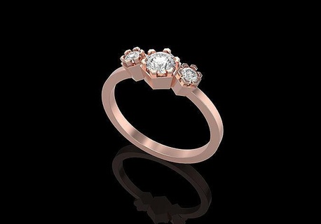 fashion chaumet ring hexigon jewelry luxury engagement printable jewel diamond platinum gem engagem rings beauty gold jewellery silver cad france 3d print model - Mito3D