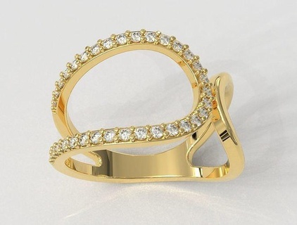 Mode Diamant Ring Ringe Gold Schmuck paulorani modisch klassisch modern Silber Juwel Edelstein Kurve Teen 3d print model - Mito3D