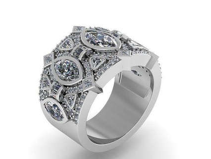 moda diamante squillare 1287 oro spianare gioielleria argento produzione design Fidanzamento gemma stampabile sterlina braccialetto cubano orecchino collana pendente anelli 3d print model - Mito3D