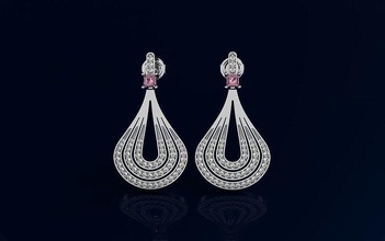 fashion diamonds earrings - 3d jewelry an-519 jewelery jewellery jewel printable earring diamond jewels gold silver jeweler 3dm gem showcase 3d print model - Mito3D
