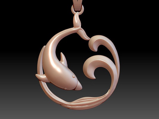 fashion dolphin pendant silver gold print dolphins jewel head printable men sea wedding marine animals fish ocean gem jewelry dauphin orca pendants 3d print model - Mito3D