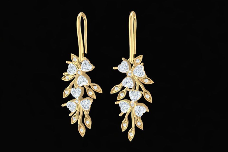 fashion earring 1990 jewelry accessories gold diamond man men woman women unisex design fengshui earrings 3D print model - Mito3D