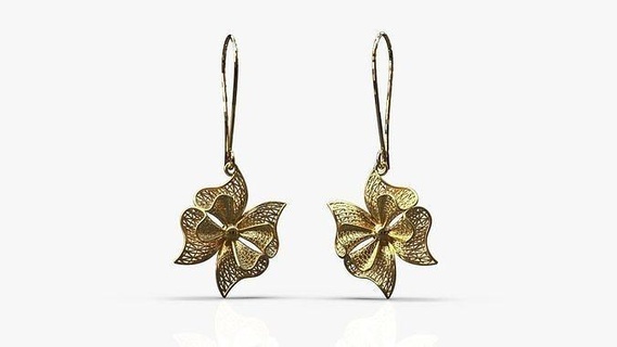 fashion earrings earring jewelry gold jewellery print printing cast lux pendant silver modern stud love art light flower pattern 3d print model - Mito3D