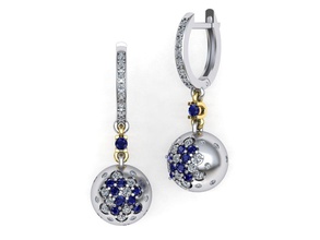 moda orecchini sfera elemento gioielli fasion gli acquistare 3d modello unico orecchino 3dmodel oro gemma 3d print model - Mito3D