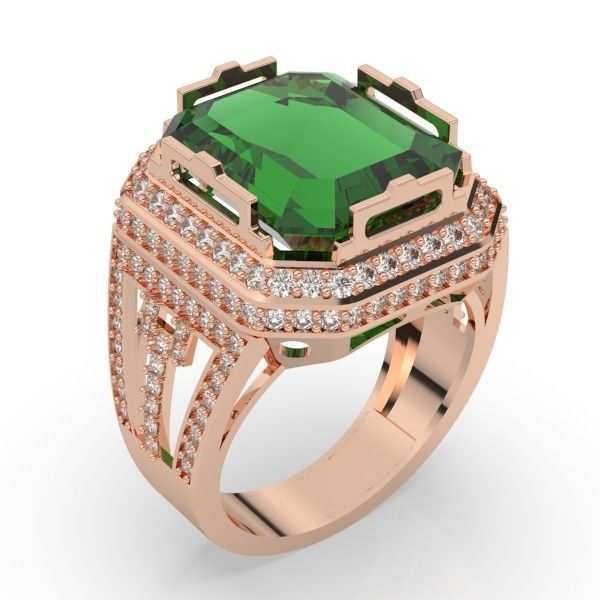 mode émeraude bague or bijoux argent imprimable diamant bijou sterling engagem brillant gemme engagement beauté anneaux 3D print model - Mito3D