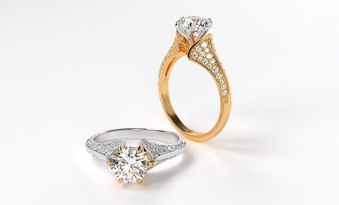 moda compromiso tono anillo 7mm diamante belleza canalla lujo plata joyería joya imprimible boda oro platino brillante anillos solitario 3d print model - Mito3D