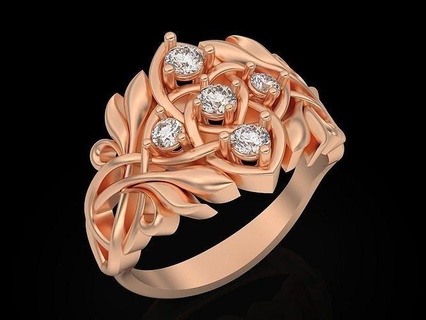 Mode Blume Engagement Ring Silber Gold Schmuck druckbar Diamant Hochzeit Juwel Halskette engagem Kleidung Armband brillant Ringe 3d print model - Mito3D
