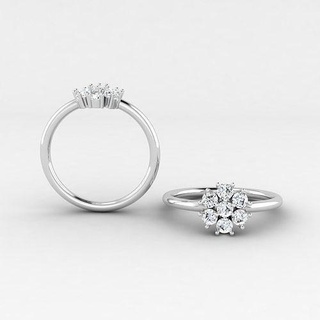Mode Blume Ring Schmuck Silber druckbar Juwel Diamant Hochzeit Engagement Ringe 3d print model - Mito3D