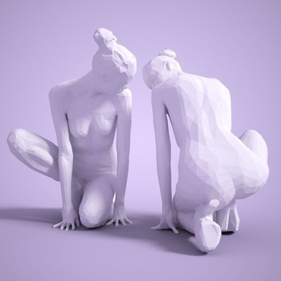 moda menina sentado posando pose referência artístico mulher humano estátua escultura arte contemporâneo varreduras réplicas 3d print model - Mito3D