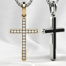 fashion gold cross gemstones pendant rhino christian printable jewel jewelry enamel golden necklace pendants religion 3d print model - Mito3D