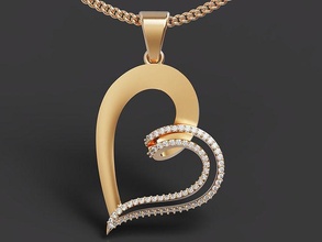 mode cœur pendentif or argent imprimable bijoux 3d modèle battement coeur entendre luxe l'amour brillant sterling gemme précieux bague diamant bijou collier pendentifs 3d print model - Mito3D