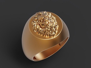 fashion lion man ring silver gold print printable precious shining jewelry luxury sterling diamond engagement manring animal zbrush sculpt sculpture rings 3d print model - Mito3D