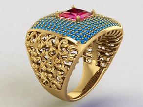 Mode Männer Ring Schmuck Luxus Gold Platin Silber Diamant brillant druckbar Ringe 3d print model - Mito3D