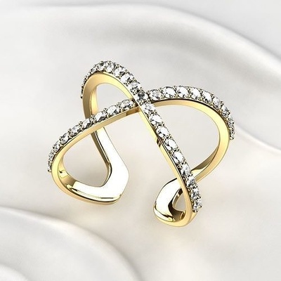 fashion open x gold ring rhino jewelry printable 3dprint print wedding diamond jewellery jewel golden engagement gem silver rings 3d print model - Mito3D