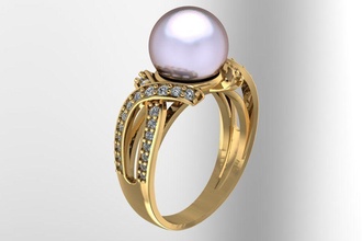 moda perla anillo diamante joya plata imprimible fusión cordón mujer oro corriendo compromiso matrimonio joyería lujo boda anillos 3d print model - Mito3D