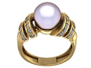 mode perle ring diamant juwel silber druckbar verschmelzung spitze frau gold laufen engagement ehe schmuck luxus hochzeit ringe 3d print model - Mito3D