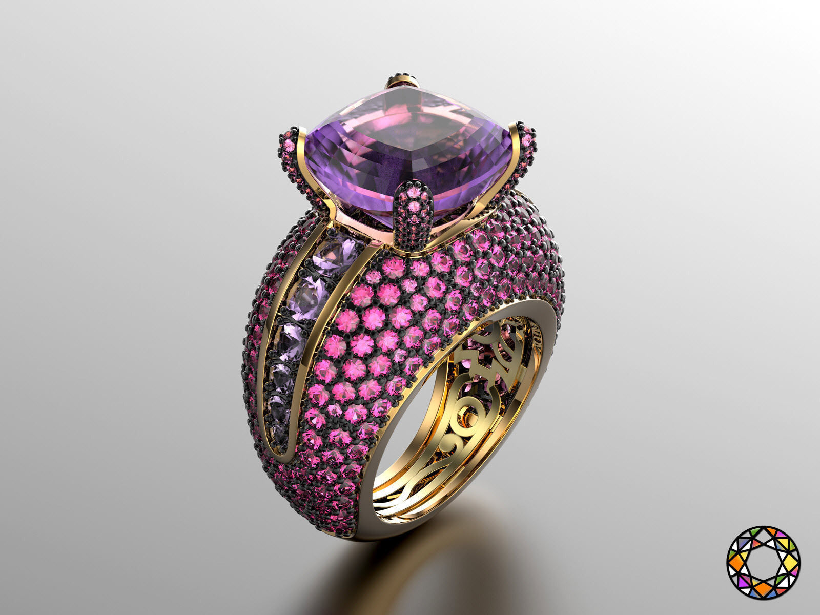 mode bague goujat conception diamant engagement gemme or bijoux platine imprimable argent stl mariage marque réplique beauté vêtements défi anneaux 3D print model - Mito3D