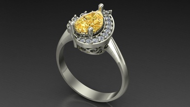 fashion ring fashionring silver gold shining brilliant printable diamond beauty yellowgold jewelry diamant engagement brillant whitegold rings pear 3d print model - Mito3D