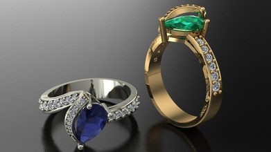 Mode Ring Modering Silber Gold leuchtenden brillant druckbar Diamant Schönheit gelbes Schmuck Engagement Weißes Ringe Birne 3d print model - Mito3D