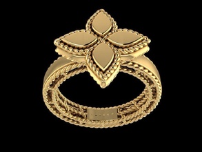 Moda anillo joyería joya oro Boda blanco plata diamante anillos flor 3d print model - Mito3D