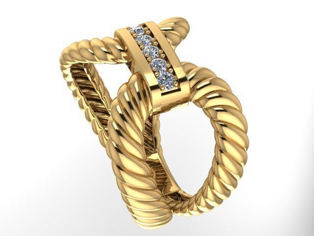 moda anillo oro imprimible diamante platino joya lujo moderno joyería plata boda compromiso brillante anillos david yurman belleza tejido 3D print model - Mito3D