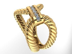 moda squillare oro stampabile diamante platino gemma lusso moderno gioielleria argento nozze fidanzamento brillante anelli david yurman bellezza intrecciata 3d print model - Mito3D