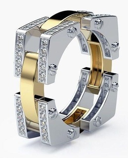 fashion ring gold jewelry printable diamond jewel jewellery wedding engagement gem brilliant rings 3d print model - Mito3D