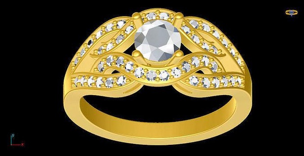 moda anel 17 joalheria Projeto platina luxo diamante gema ouro prata argolas 3d print model - Mito3D