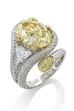 mode bague gros Jaune calcul diamants bijoux luxe or imprimable platine carat diamant brillant beauté argent gemme anneaux cadeau 3d print model - Mito3D