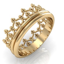 anneau de mode la couronne bijoux femelle l'anneau imprimable exclusif or droite main mariage gem rhiho cad cnc femme joyau bague en diamant d'argent les anneaux 3d print model - Mito3D