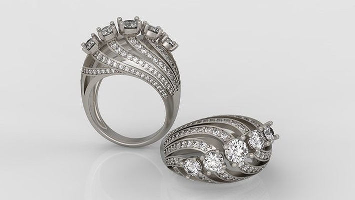 fashion ring diamond 3d print model c03 rings jewelry gold jewel jewellery engagement beauty printable usa canada israel engagem brilliant 3d print model - Mito3D
