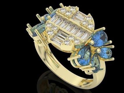 moda squillare Fidanzamento argento oro stampabile gioielleria diamante anelli gioiello brillante nozze sterlina solitario 3d print model - Mito3D
