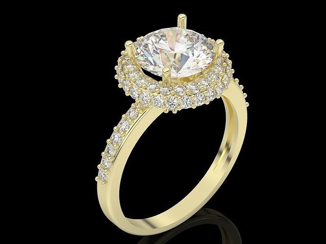 mode bague engagement argent or anneaux mariage imprimable diamant bijoux brillant solitaire sterling platine 3D print model - Mito3D