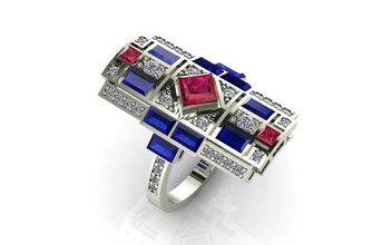 moda anillo de piedras fantasía la joyería lujo piedra oro diamante el boda compromiso solitaire ring colorido plata baquette princesa los anillos 3d print model - Mito3D