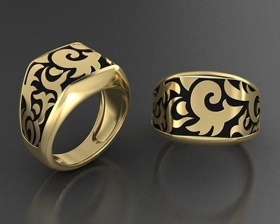 Mode Ring golden schwarz Männer 3dm Ringe Schmuck Gold druckbar Silber Juwel Sterling königliches Design royaldesign2018 3dmmodel 3dmmodeling 3djewelry 3d print model - Mito3D