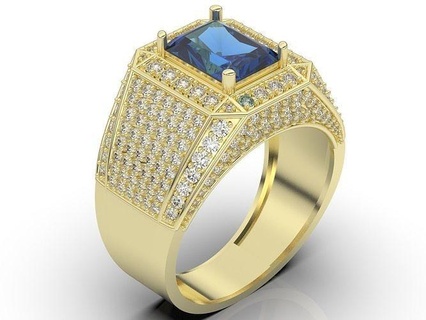 moda squillare uomo argento oro Fidanzamento nozze uomini gioielleria stampabile diamante anelli platino sterlina brillante 3d print model - Mito3D