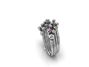 anello della moda moderna gioielli gioiello il design argento disco di platino oro carattere umana abbigliamento anelli 3d print model - Mito3D