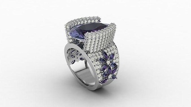 mode bague num 389 bijoux luxe gemme argent sterling imprimable bijou diamant or anneaux 3d print model - Mito3D