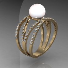 anneau de mode perle bijoux imprimable exclusif cad or l'anneau pearl la mariage gem rhiho cnc femme joyau bague en diamant d'argent les anneaux 3d print model - Mito3D