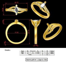 fashion ring scooped design gold jewelry diamond rings 3d print model - Mito3D