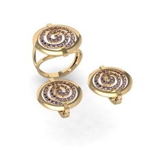 fashion set de pierres précieuses bijoux imprimable exclusif ensemble or l'anneau boucle d'oreille cad la mode mariage gem rhiho cnc femme joyau bague en diamant d'autres 3d print model - Mito3D