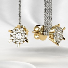 Mode Zucht golden Ohrringe Gold Juwel Schmuck Diamanten Hochzeit druckbar Nashorn 3d print model - Mito3D