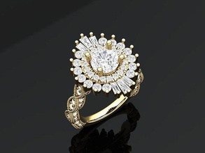 fashion style pave woman ring beautiful unique diamond gem gold silver precious georgeous jewelry rings 3d print model - Mito3D