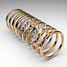 moda sottili anelli di diamanti set 10 pz stampabile sottile oro diamante anello spettacolare fidanzamento gemma gioielli gioiello pietre preziose 3dmodel matrimonio band anniversario 3d print model - Mito3D