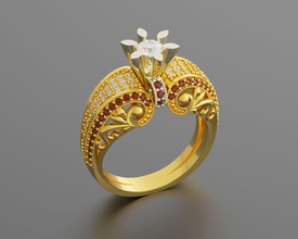 Mode Frauen Ring Gold Silber Weiß Schmuck druckbar Diamant Engagement Hochzeit Ringe 3d print model - Mito3D