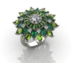 moda das mulheres espumante multi cor da pedra do anel de ouro jóias diamante casamento o engajamento prata anéis 3d print model - Mito3D